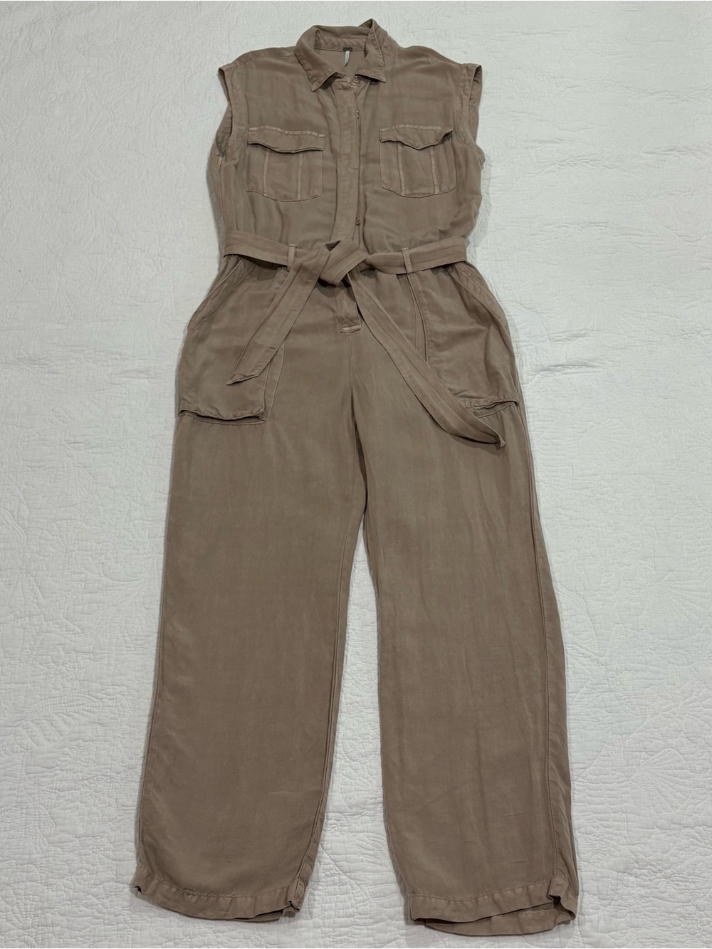 Young Fabulous & Broke Women Short Sleeve Utility Aviator Jumpsuit Brown Size M